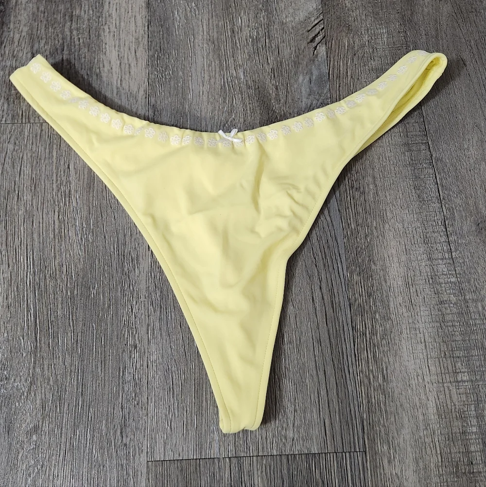 New!Pink x Frankies Bikini Popcorn Yellow Thong Rosemary Itsy‎ Bikini Bottoms
